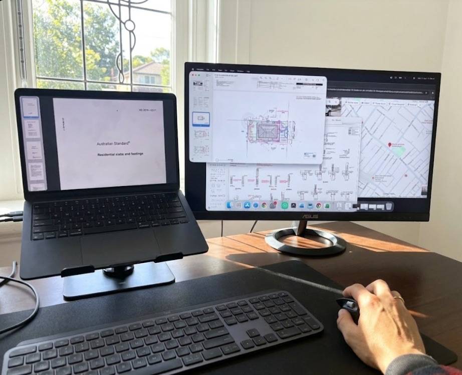 SFGEO Principal Engineer reviewing architectural plans against AS 2870