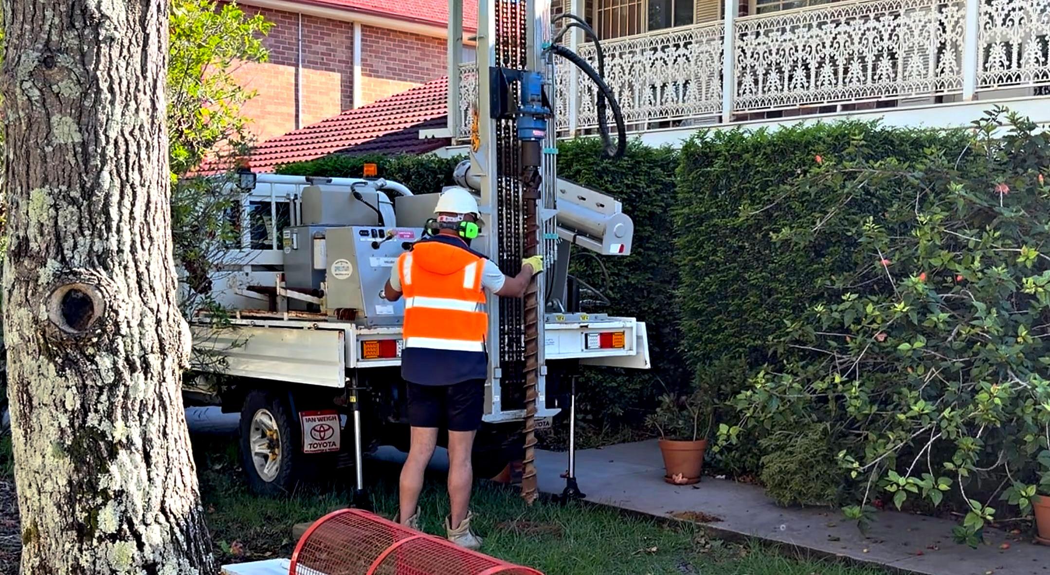 Geotechnical drilling in progress at a heritage Inner West Sydney home